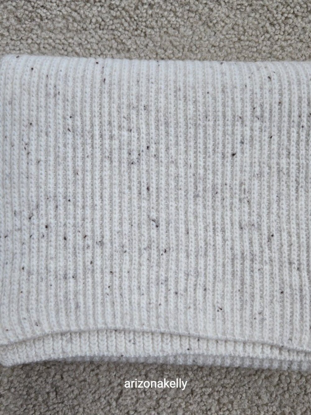 Garnet Hill Cashmere Ribbed Scarf Speckled Oatmeal *FLAW* - Picture 8 of 12
